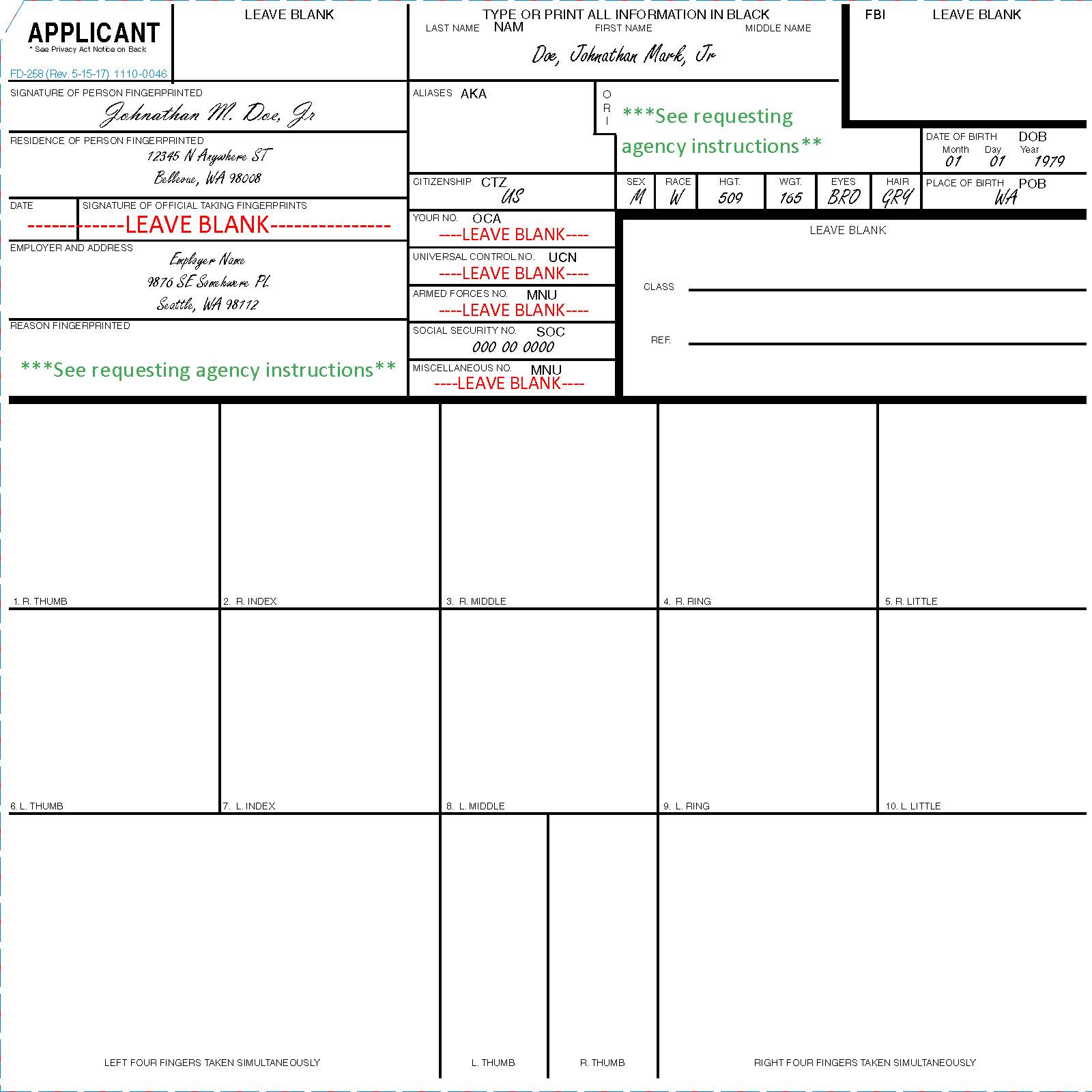 fingerprint clearance card